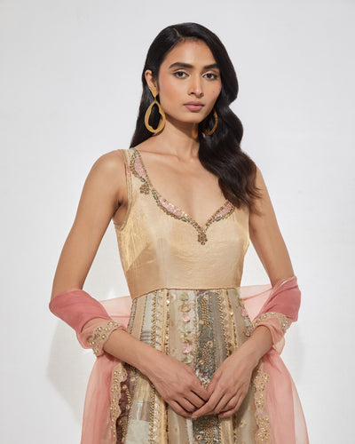 Ivory Embellished Anarkali With Dupatta