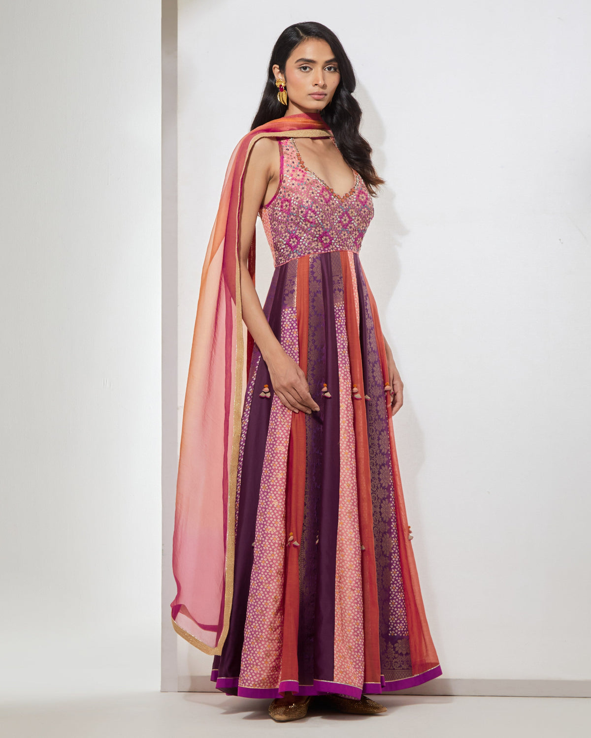 Fuchsia Purple Anarkali With Dupatta