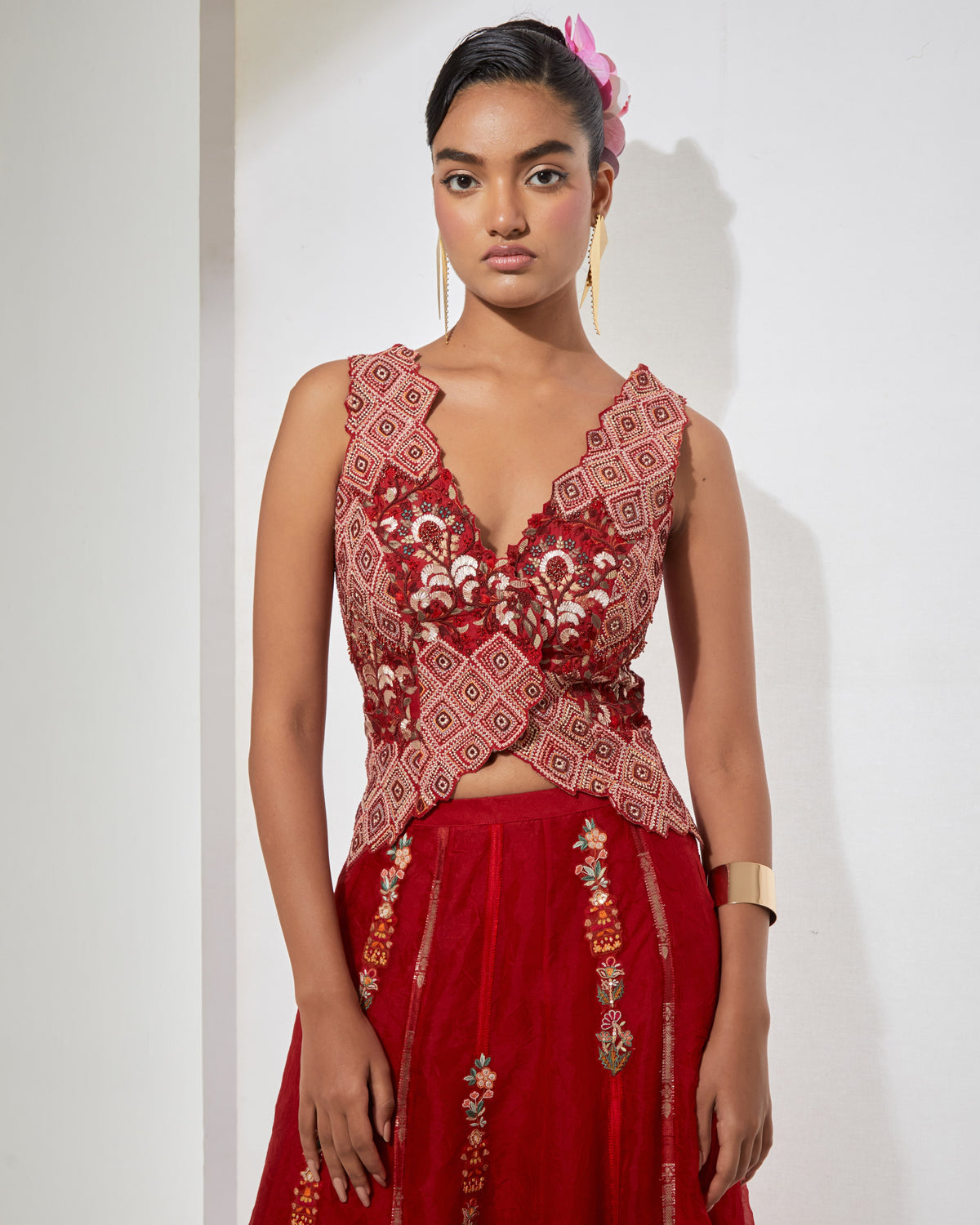 Gulab Crimson Corset & Skirt
