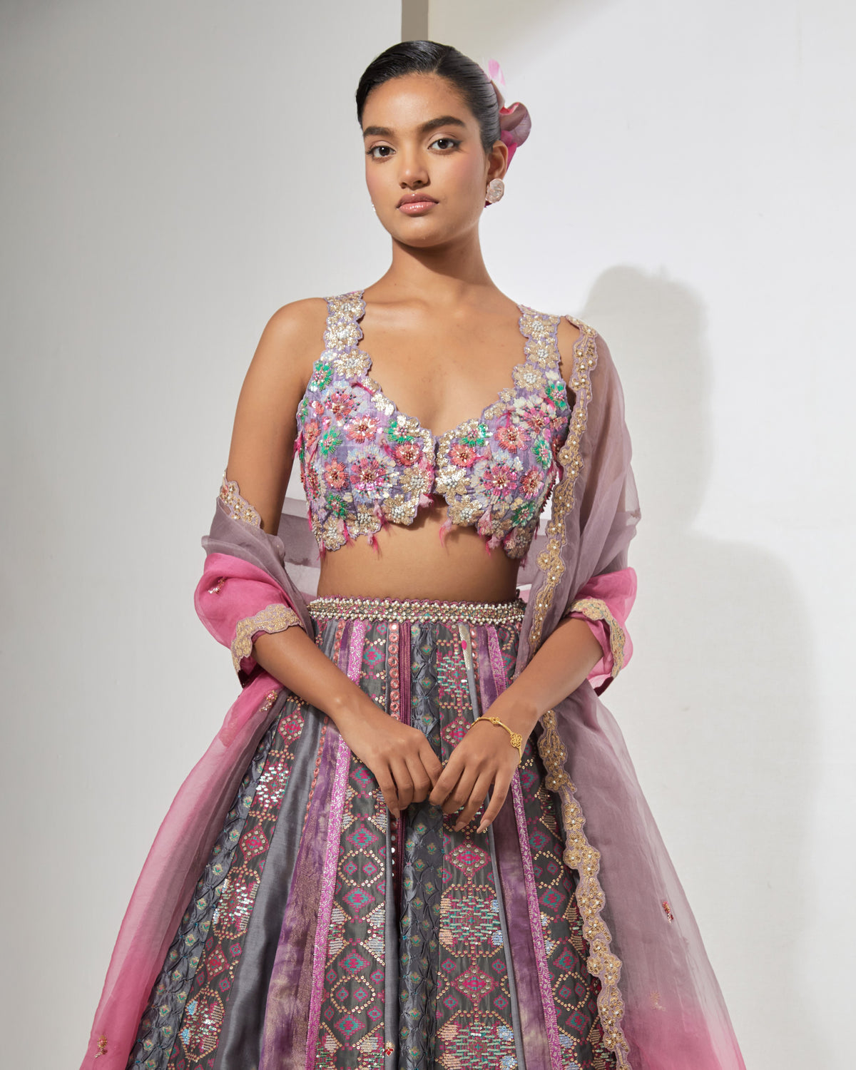 Lilac Patchwork Lehenga Set