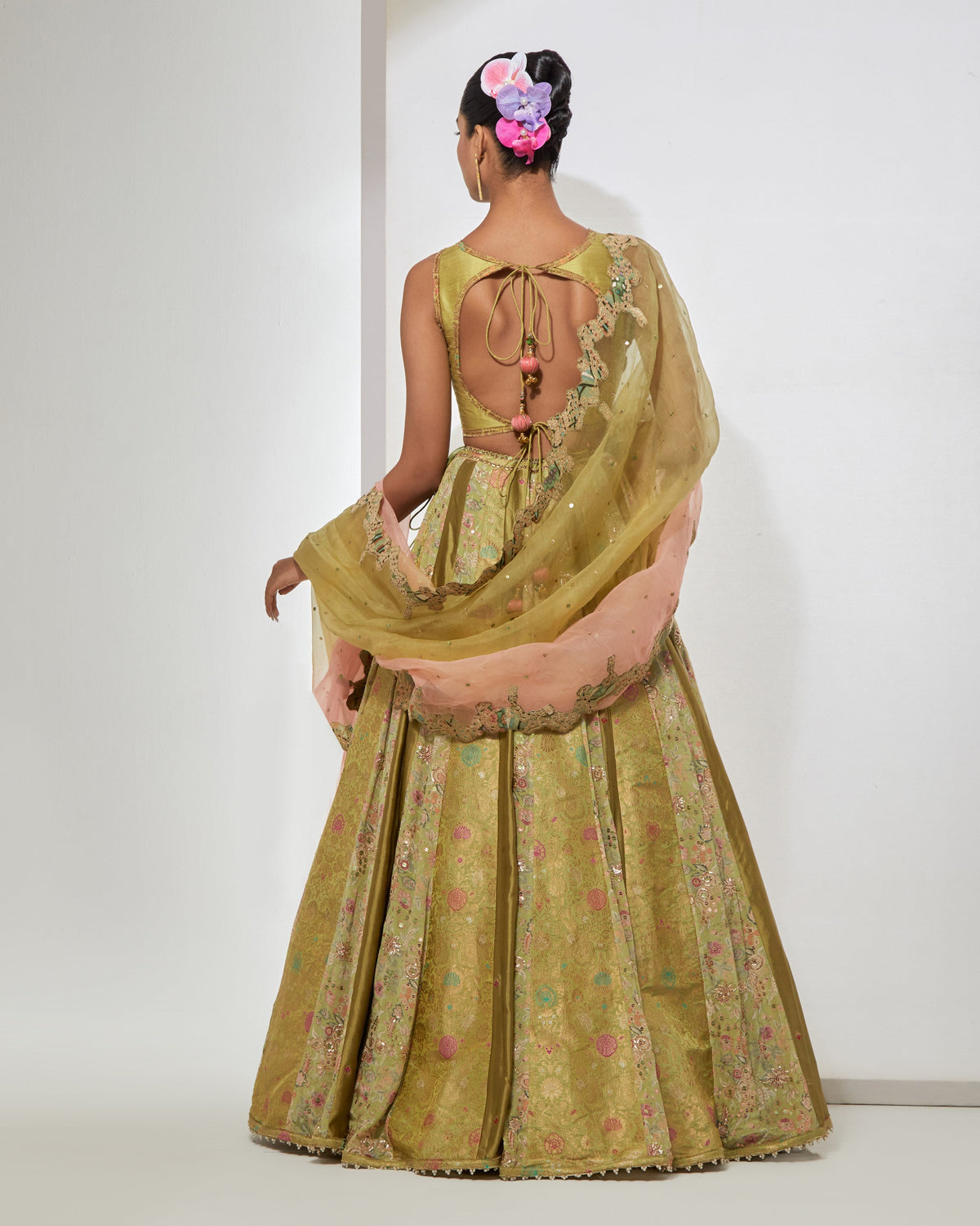 Lime Brocade Lehenga Set