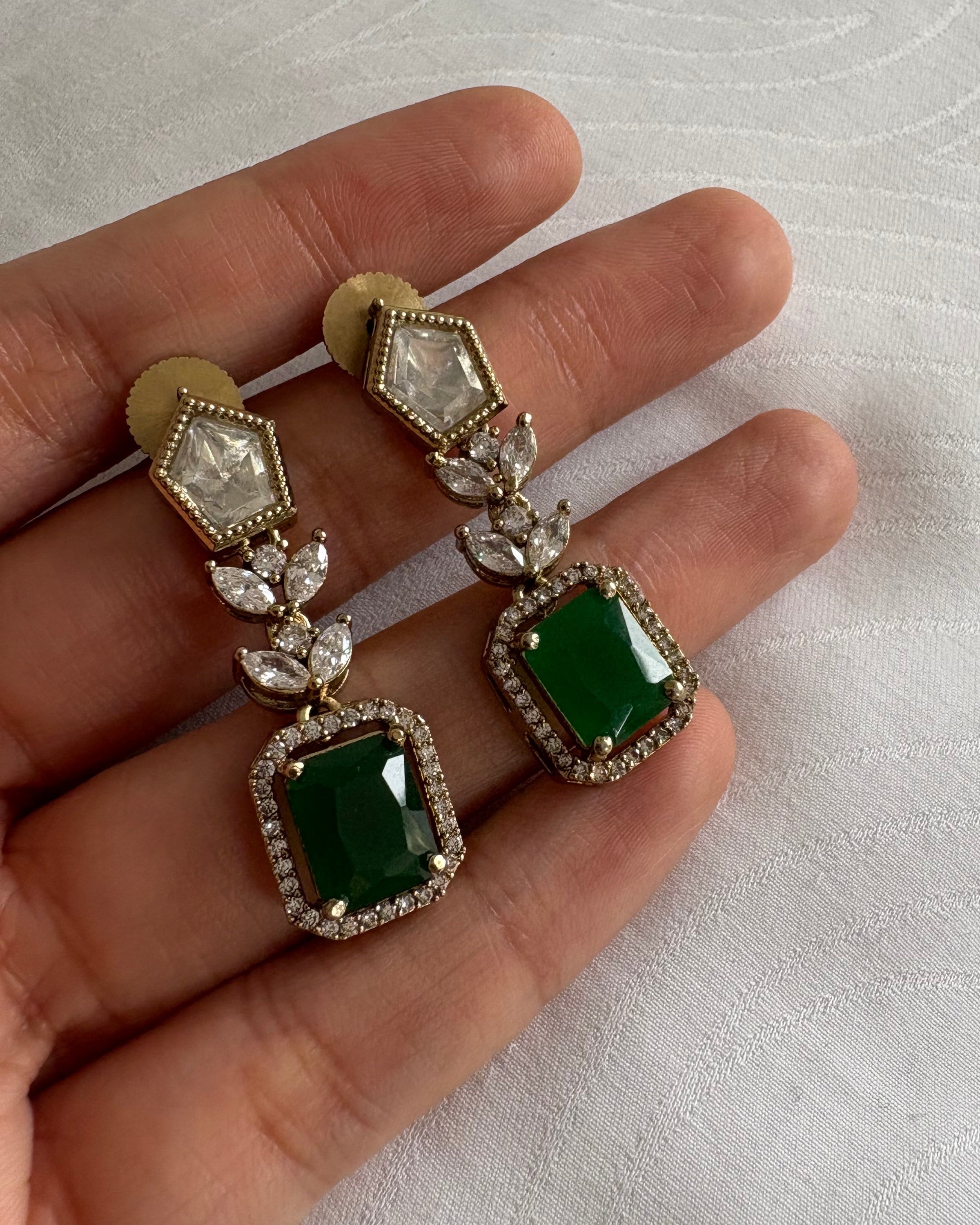 Ameli Green Victorian Earrings