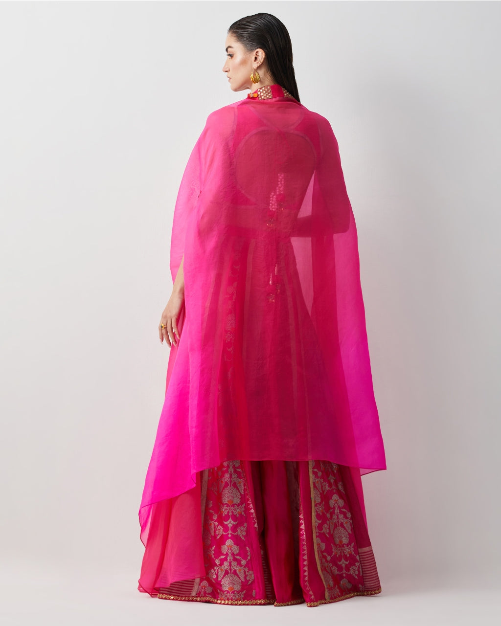 Diva Pink Hand Embroidered Cape Set