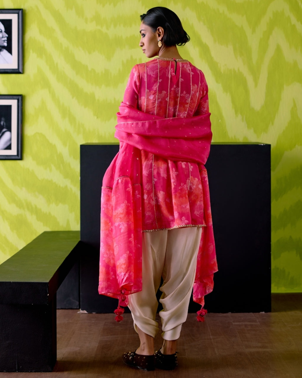 Fuchsia Pink Short Anarkali Set