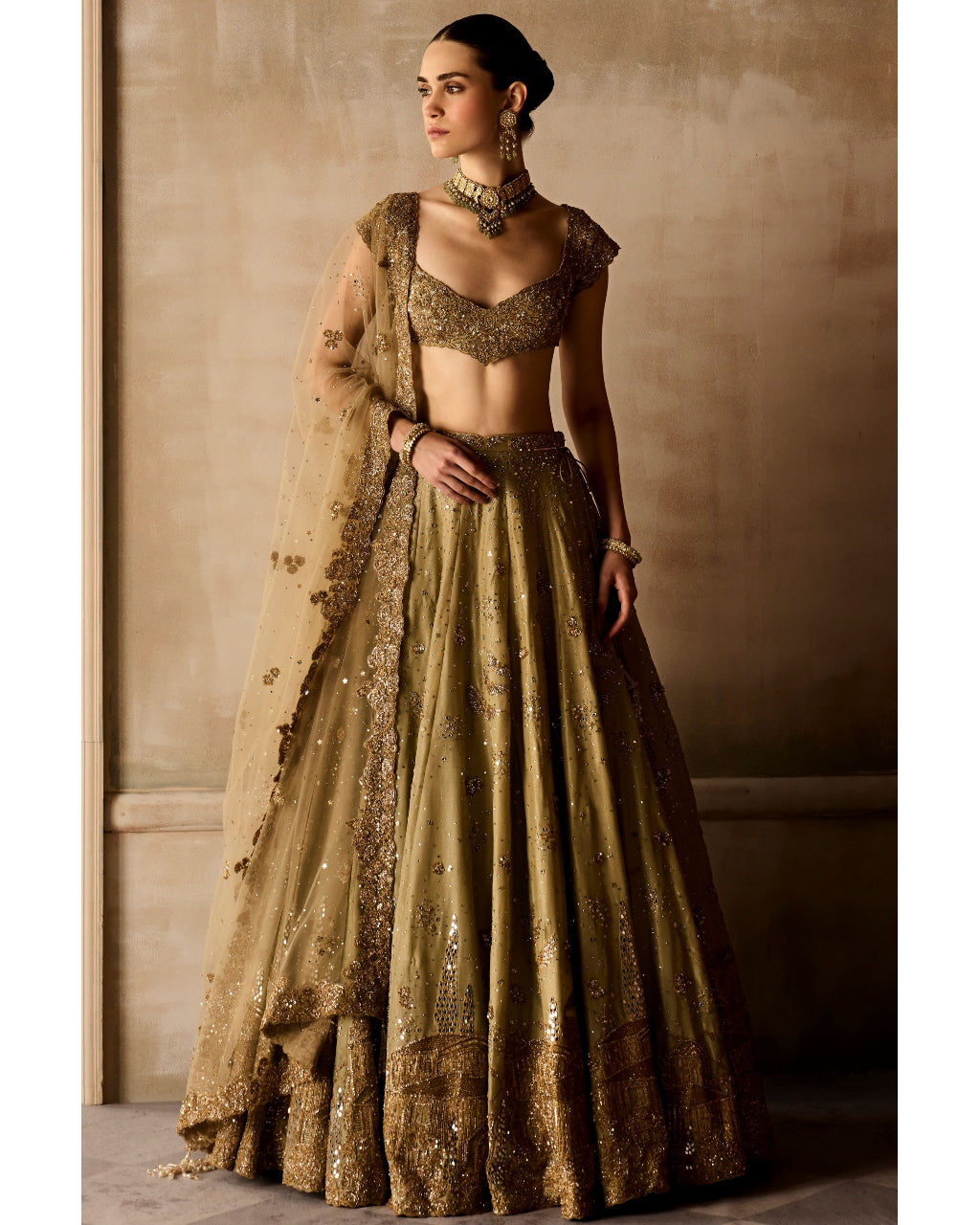 Tuscan Pardise Smoky Sandstone Lehenga Set