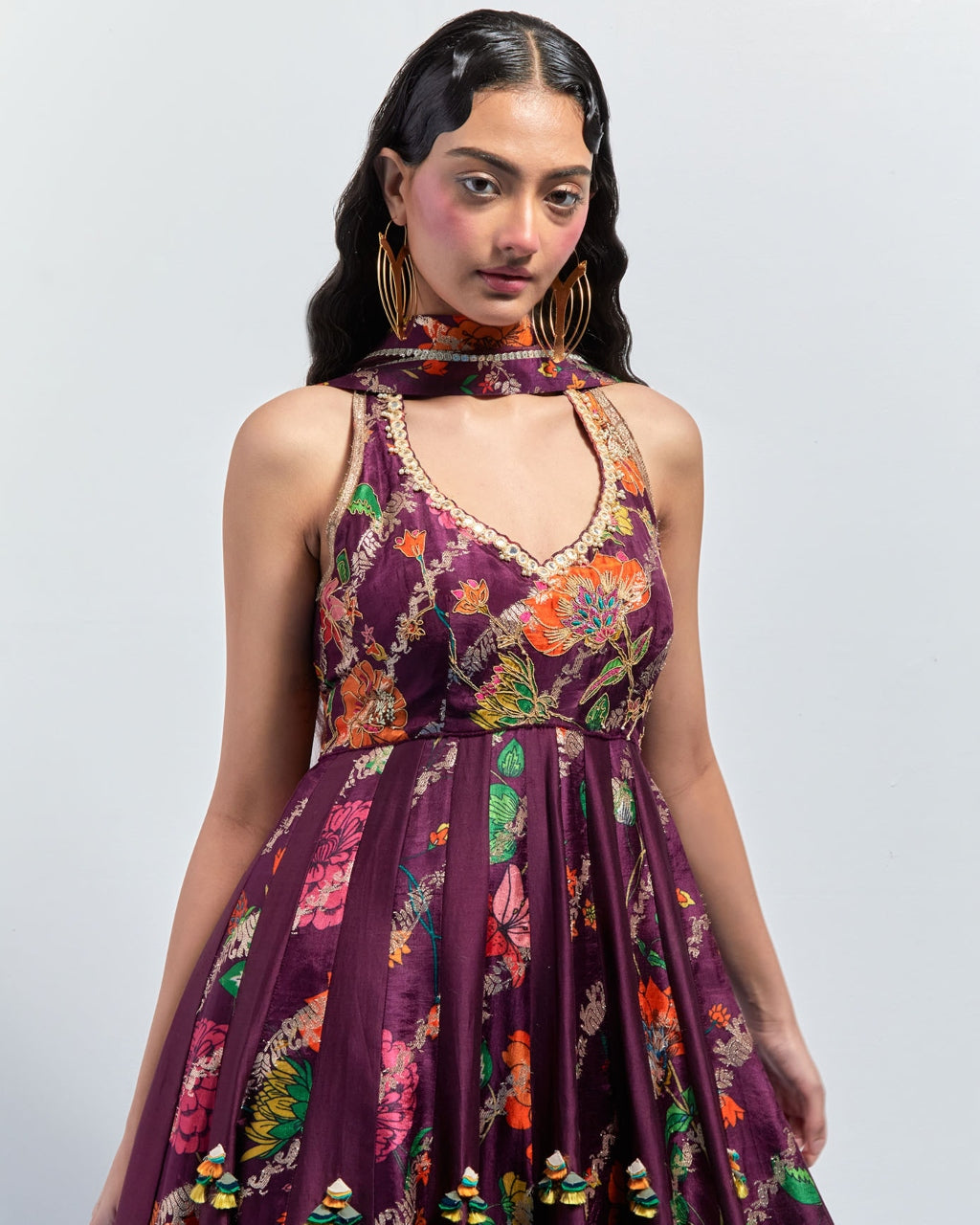 Wine Multicolour Anarkali Set