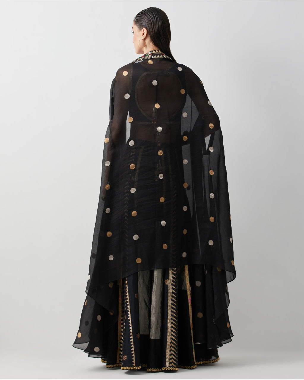 Black Silk & Brocade Cape Set
