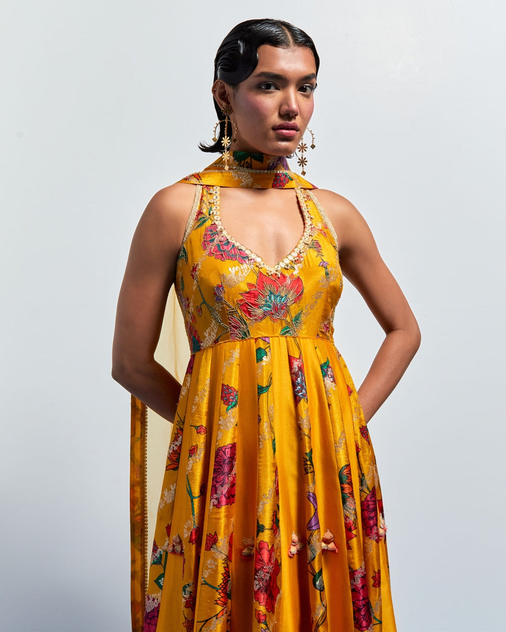 Mustard Yellow Anarkali Set