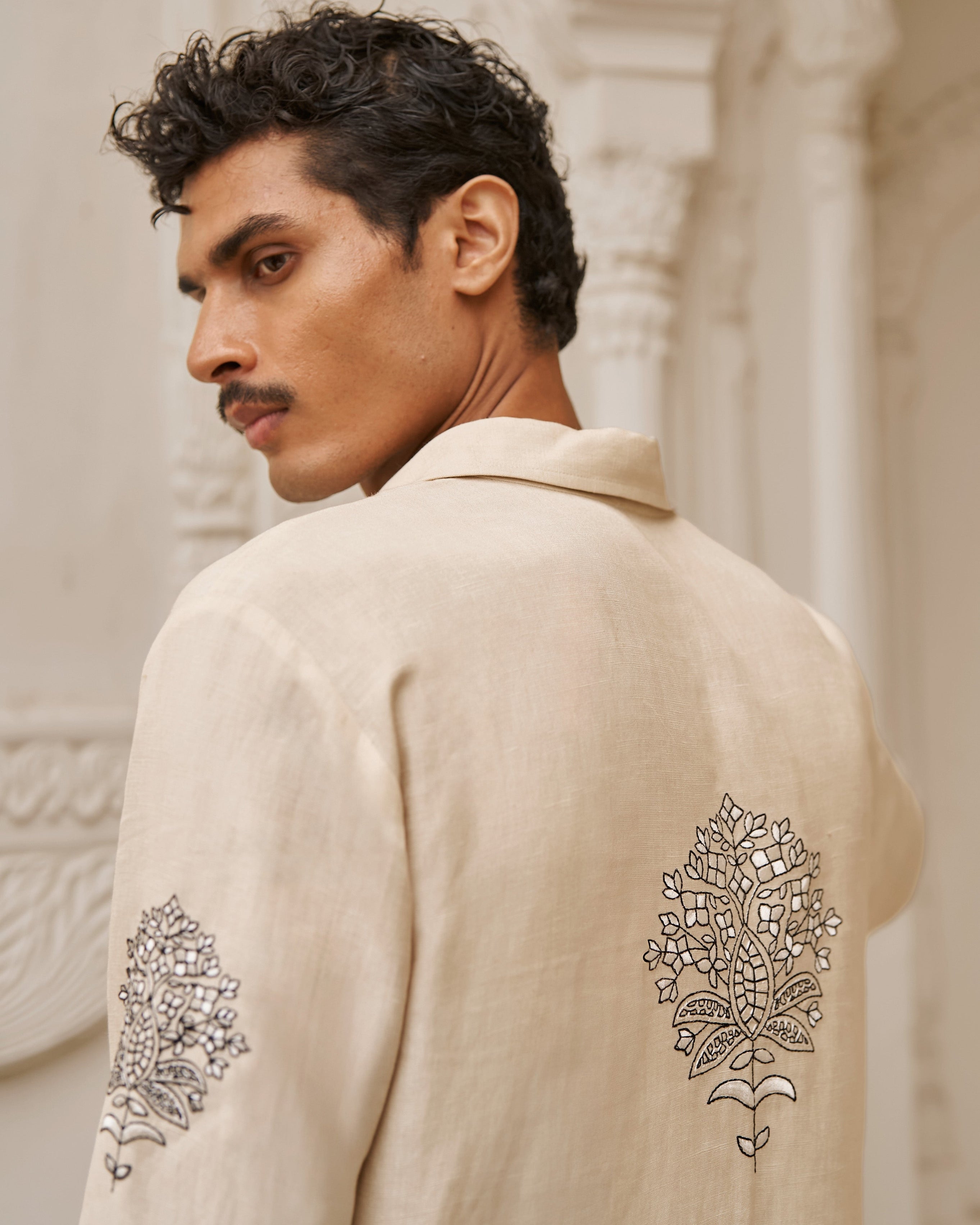 Linen embroidered shirt with pant