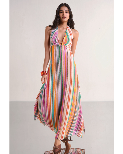 Halter Neck Crochet Knit Maxi