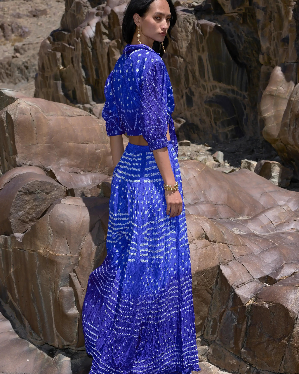 Bandhani Top & Flared Pants Set