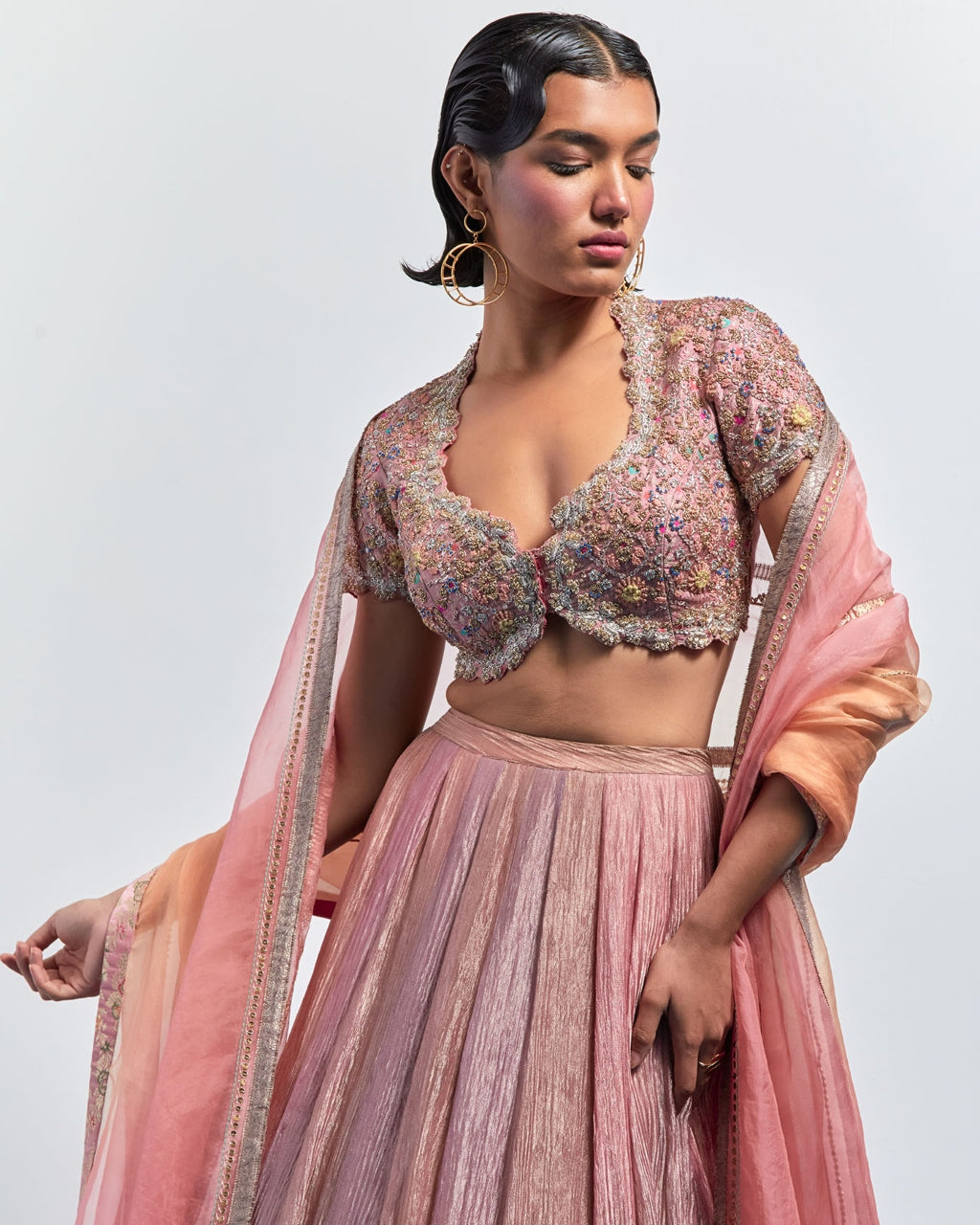 Rose Pink Lehenga Choli Dupatta Set