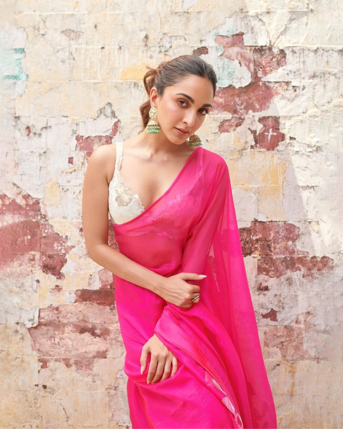 Rani Hot Pink Lycra Ready to Wear Saree with Mirrorwork Blouse –  PRIYACHHABRIASTORE