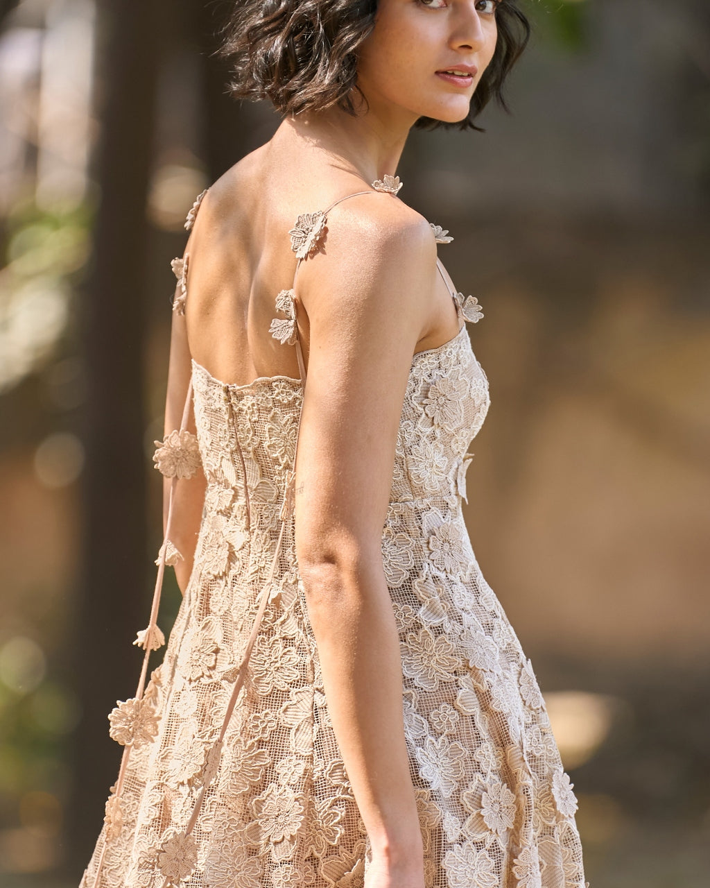 Floral Applique Lace Midi