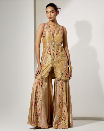 Sunheri Gul Silk Sharara Set