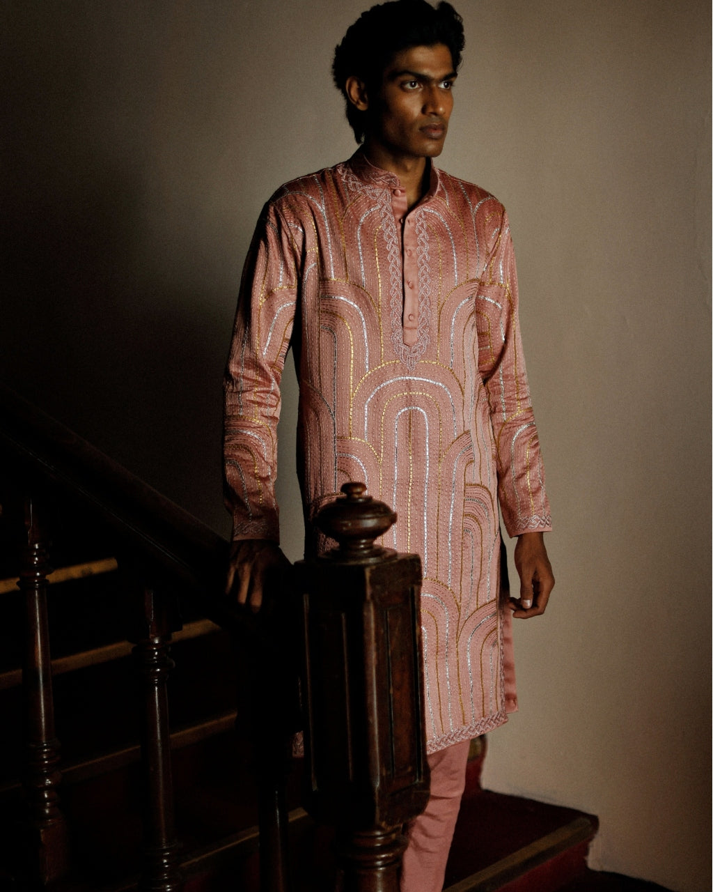 Rose Solid Thread Work Kurta Set