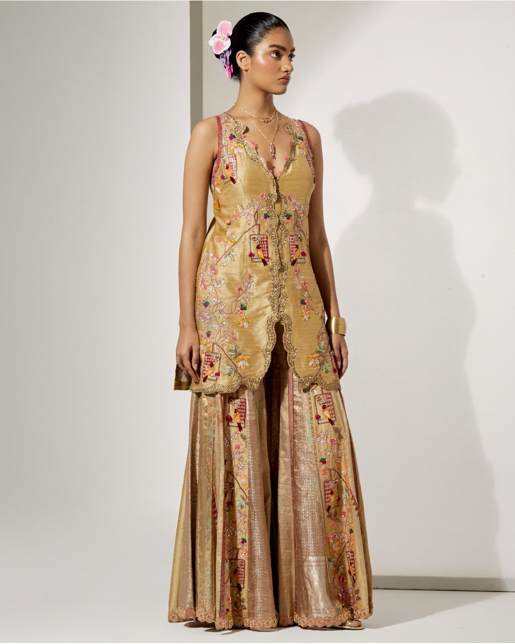 Sunheri Gul Silk Sharara Set