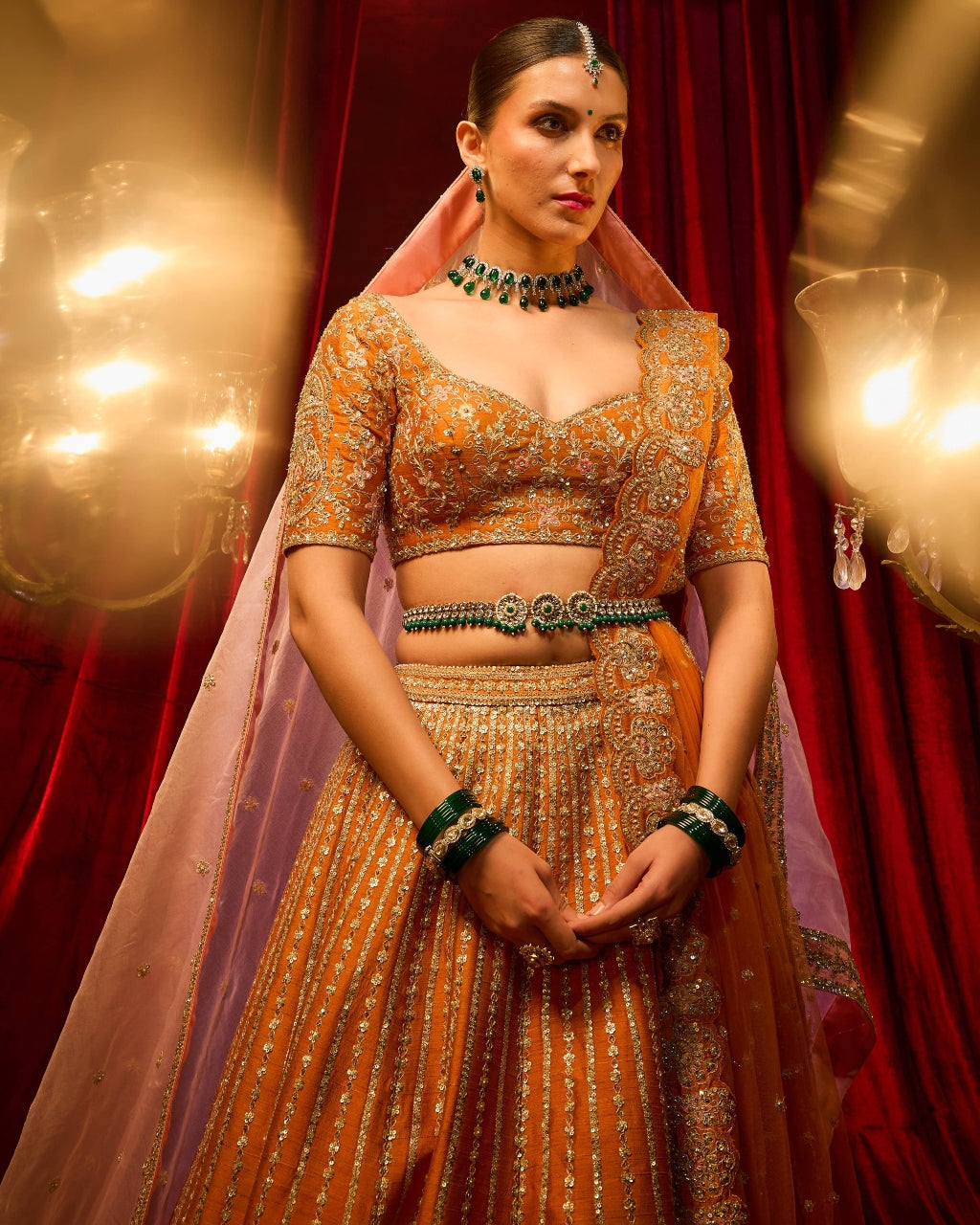 Rust Shehnai Lehenga Set