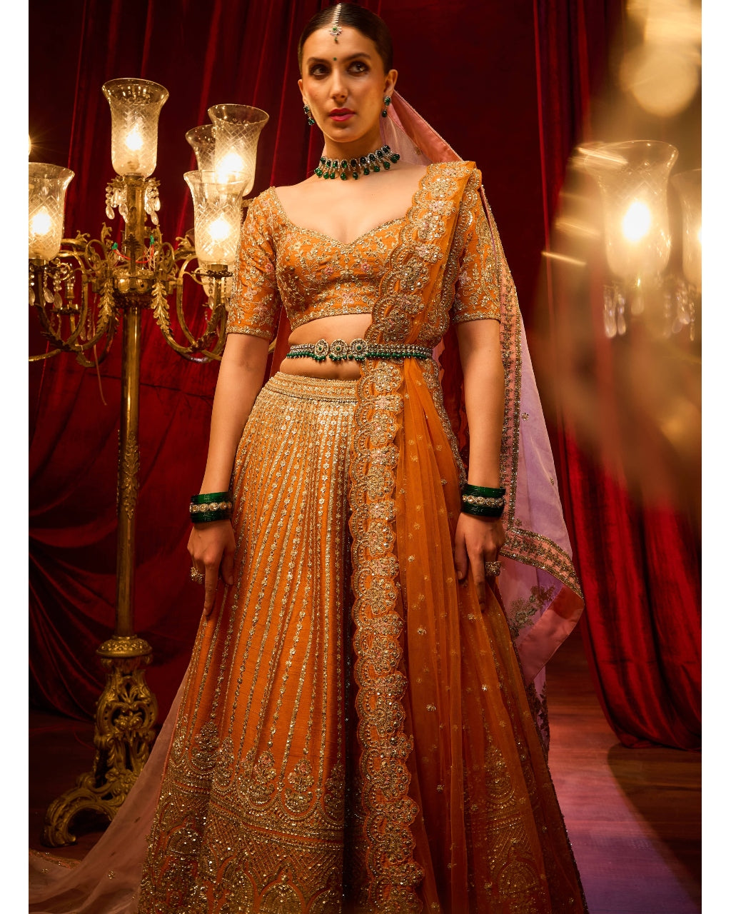 Rust Shehnai Lehenga Set