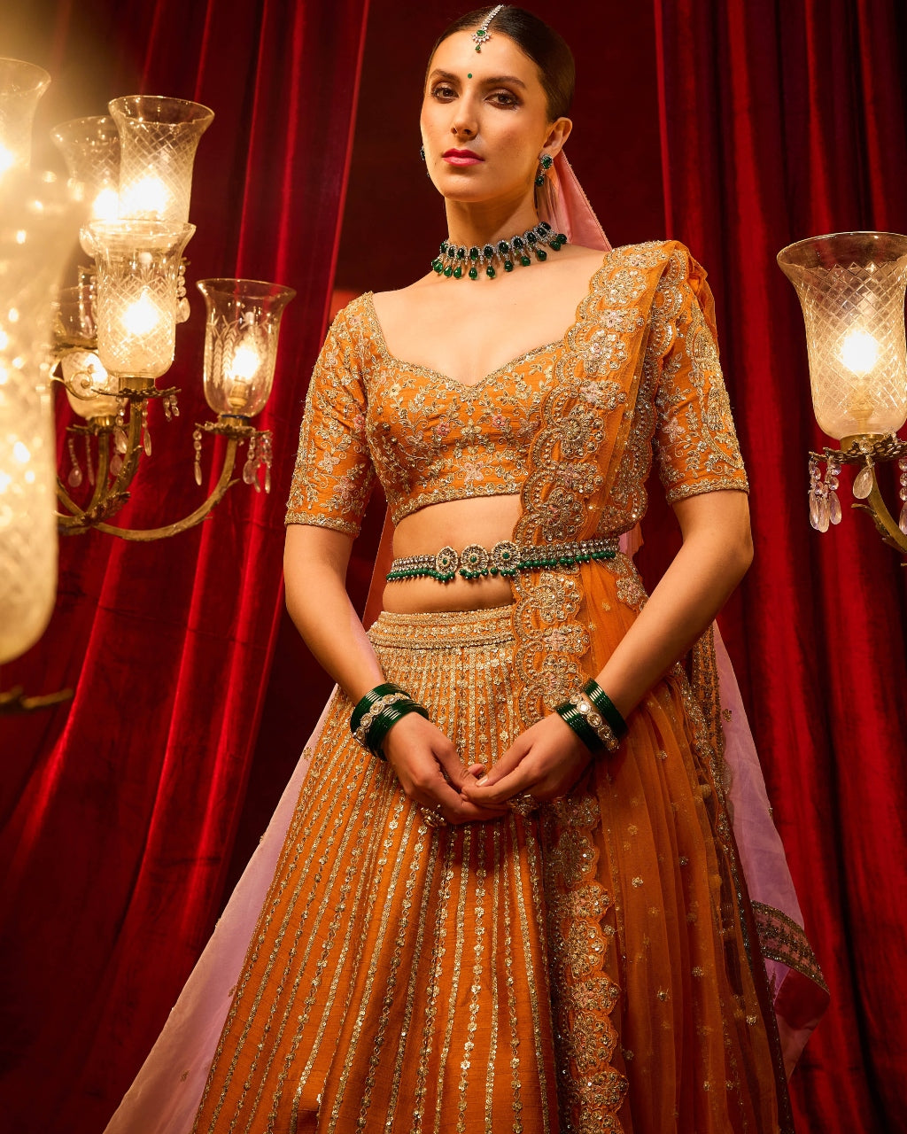 Rust Shehnai Lehenga Set