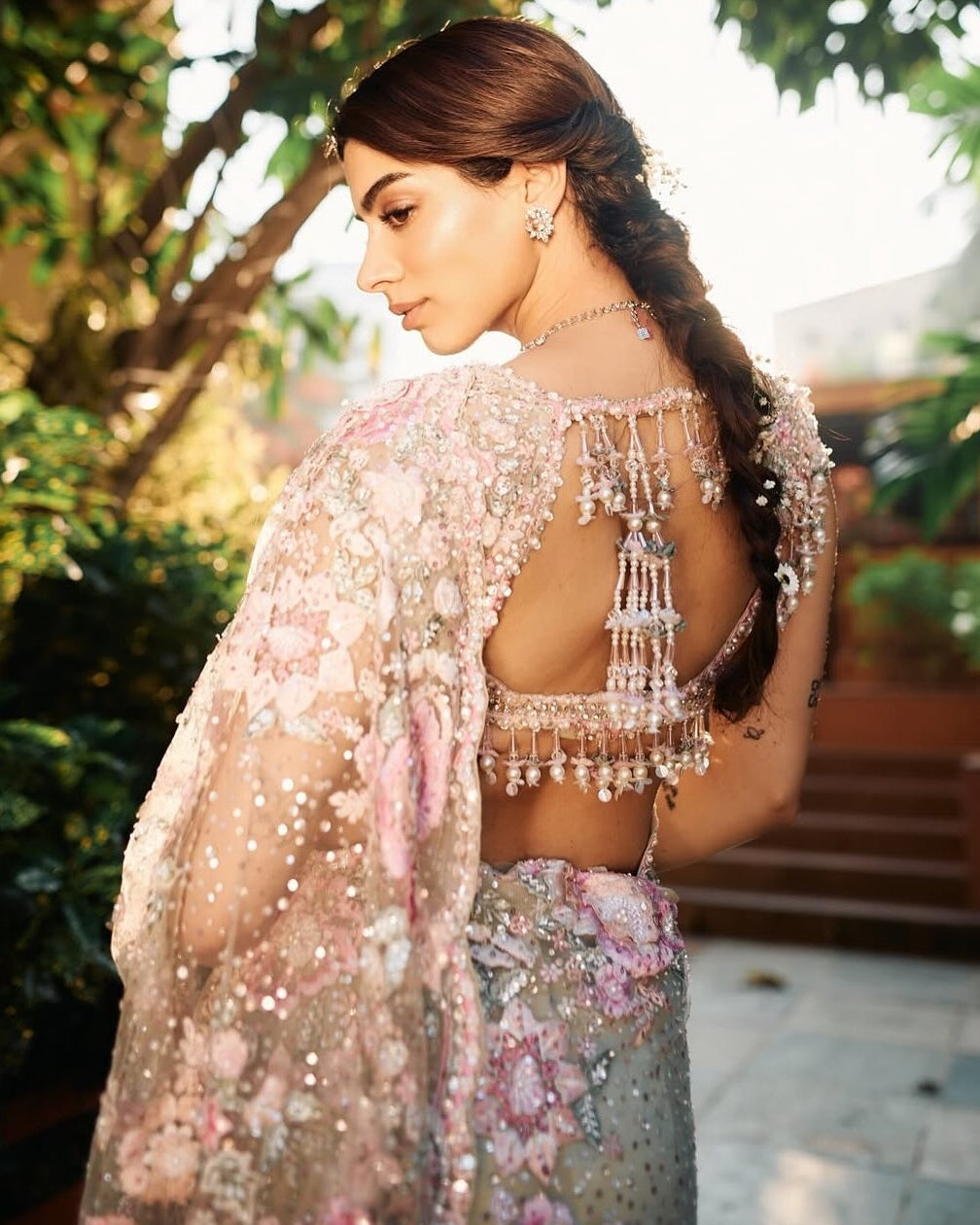 Mint Green Multi-Coloured Floral Sari