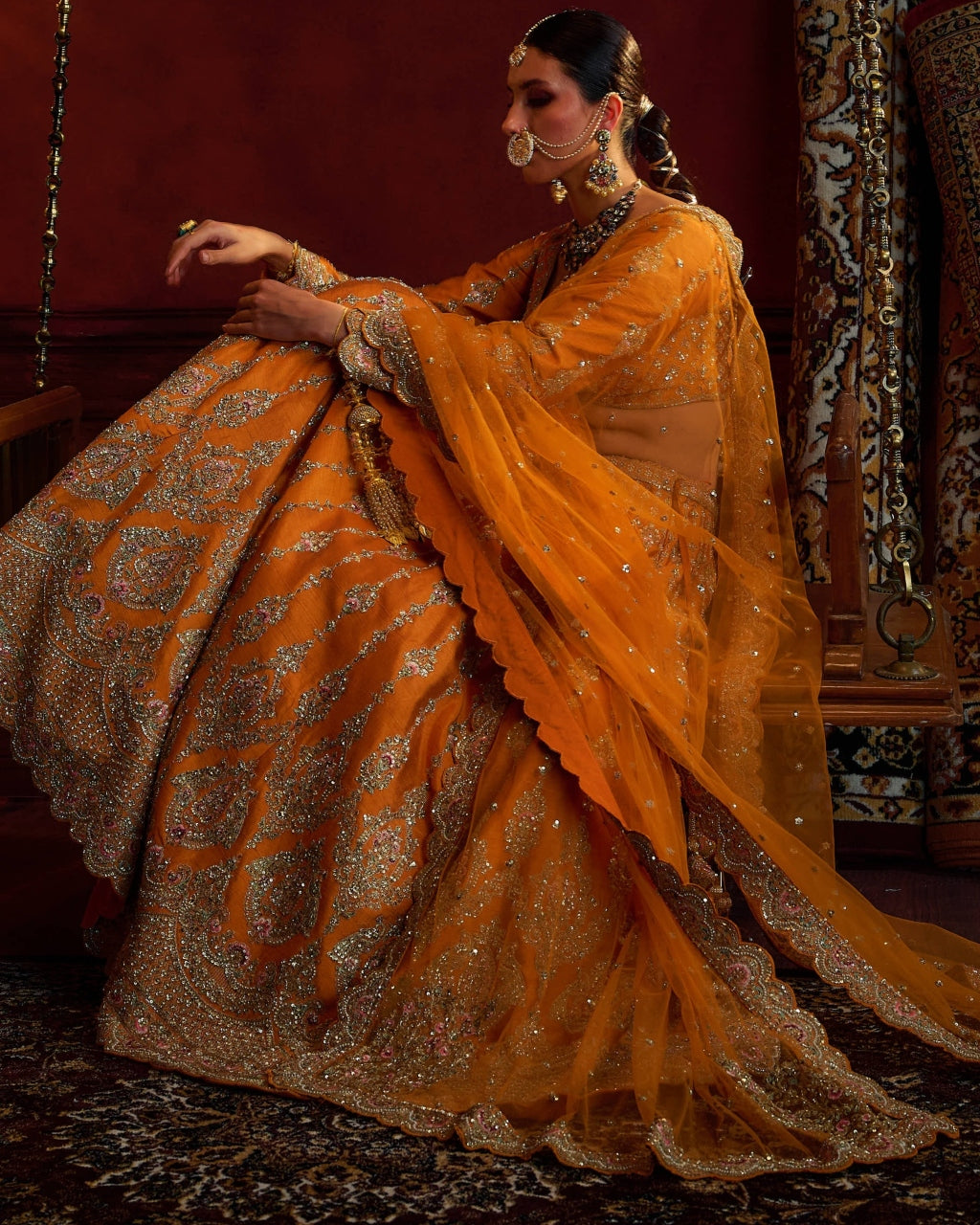 Rust Konkona Lehenga Set