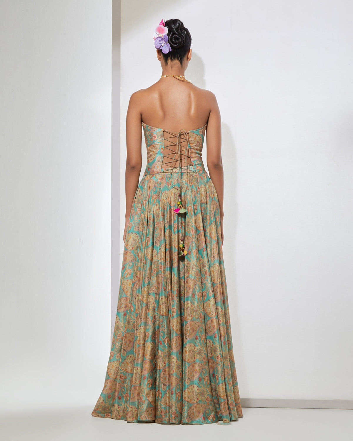Aqua Paisley Corset & Skirt