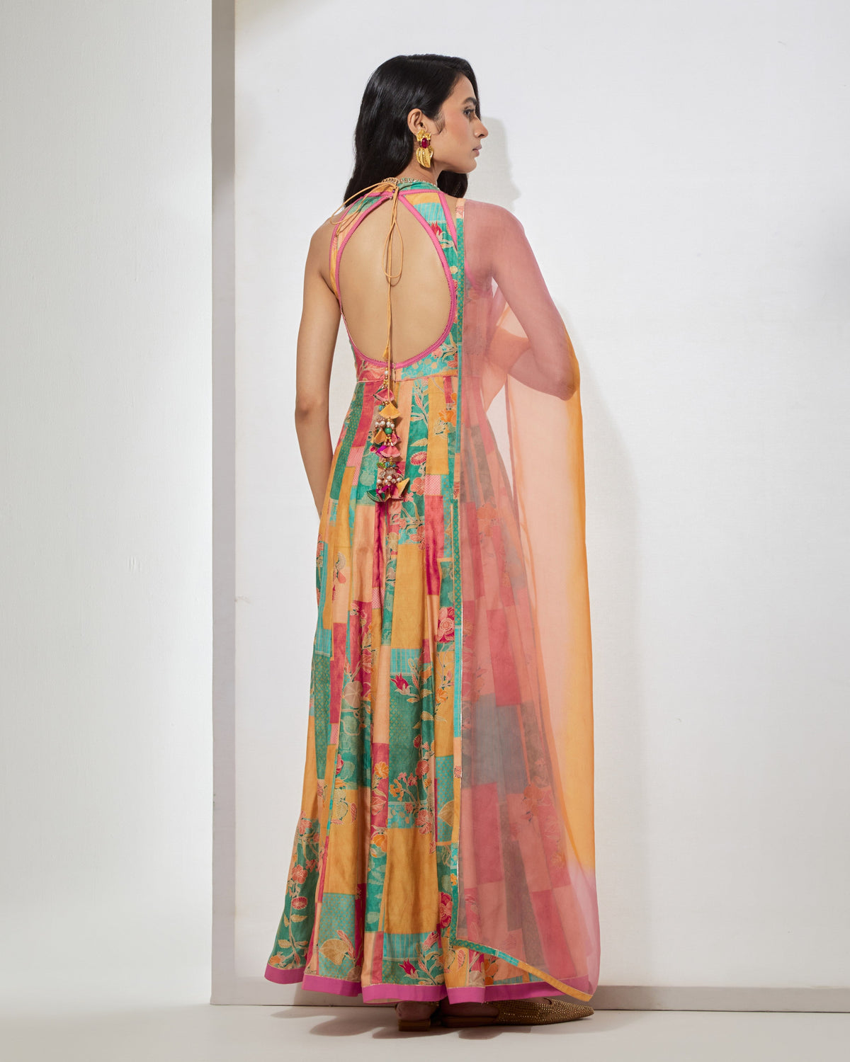 Pastel Floral Anarkali With Dupatta