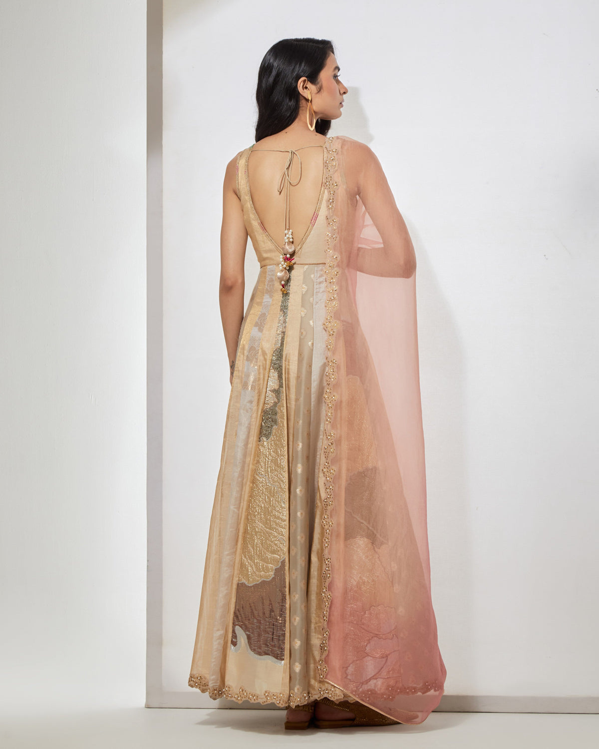 Ivory Embellished Anarkali With Dupatta