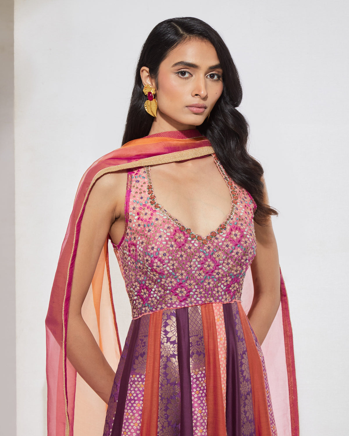 Fuchsia Purple Anarkali With Dupatta