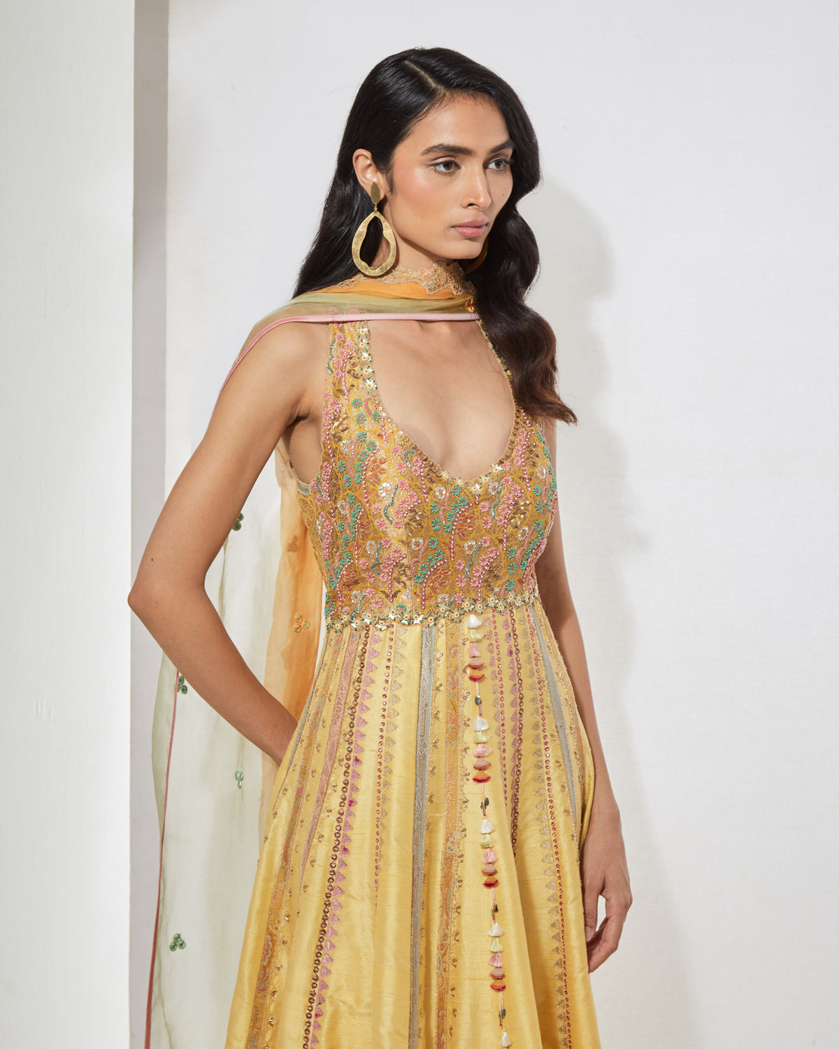 Mustard Yellow Anarkali Set