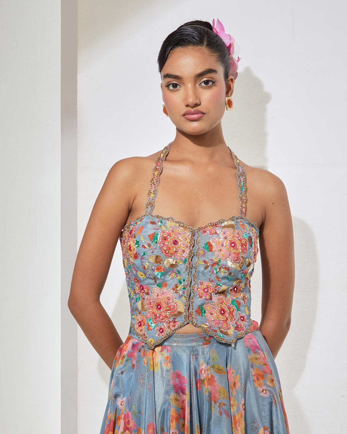 Azure Bloom Corset & Skirt