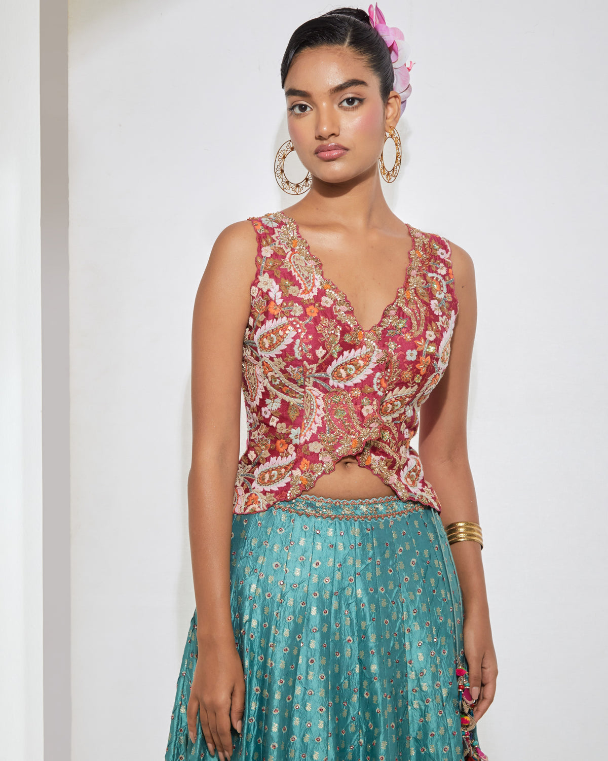 Rani Pink & Teal Lehenga