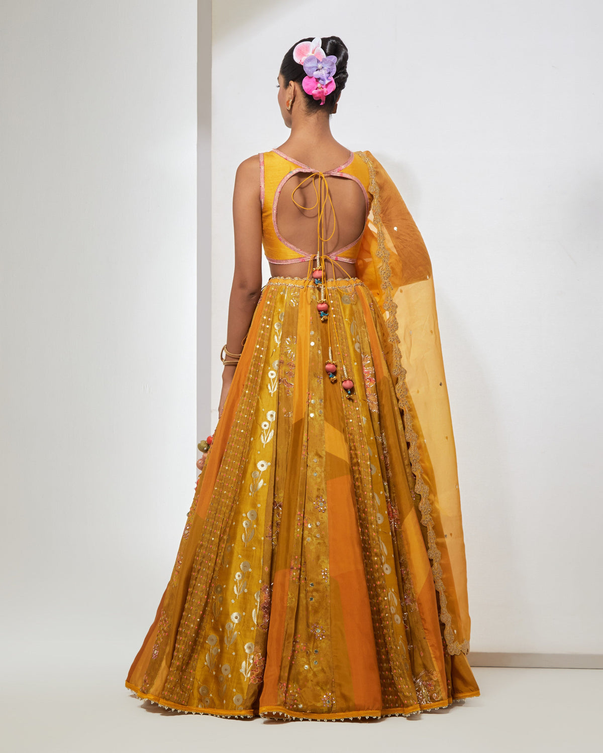 Mustard Embroidered Lehenga Set