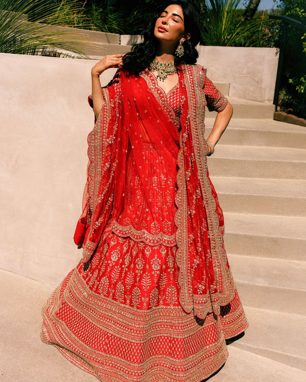 Red Loop Lehenga Set