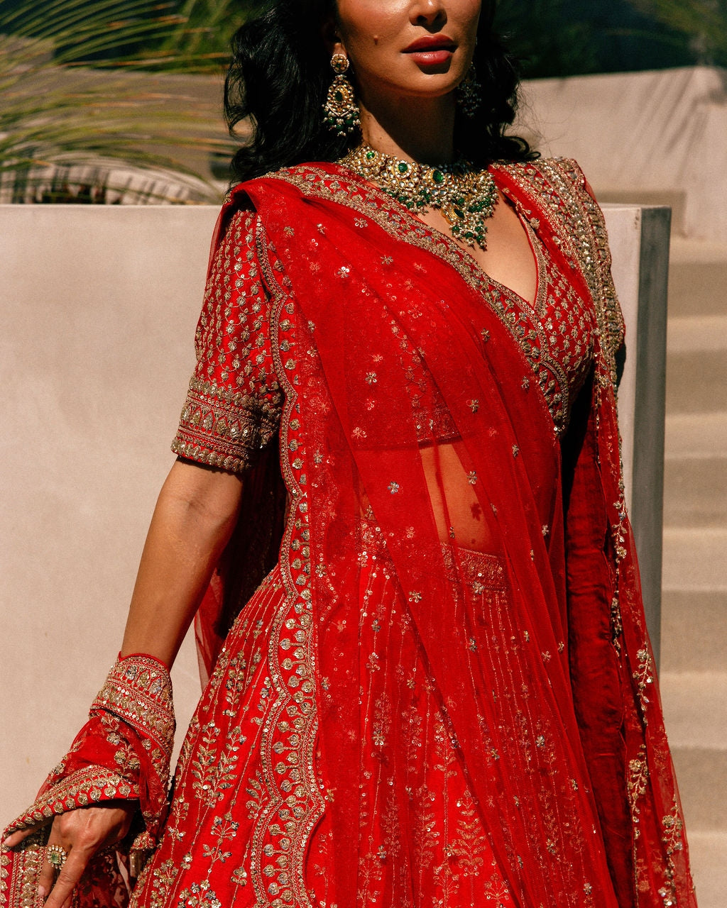 Red Loop Lehenga Set