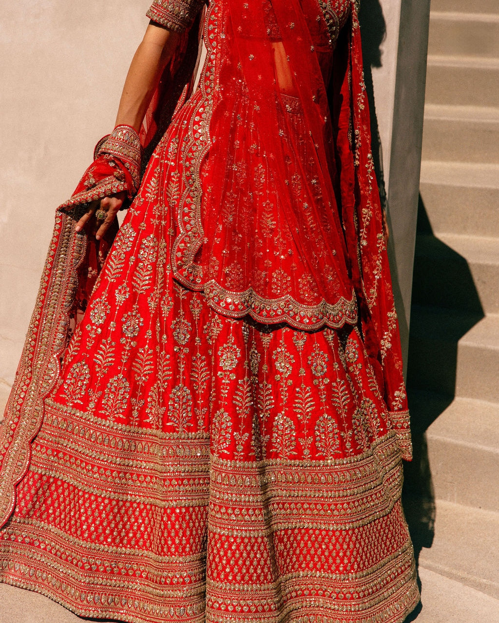 Red Loop Lehenga Set