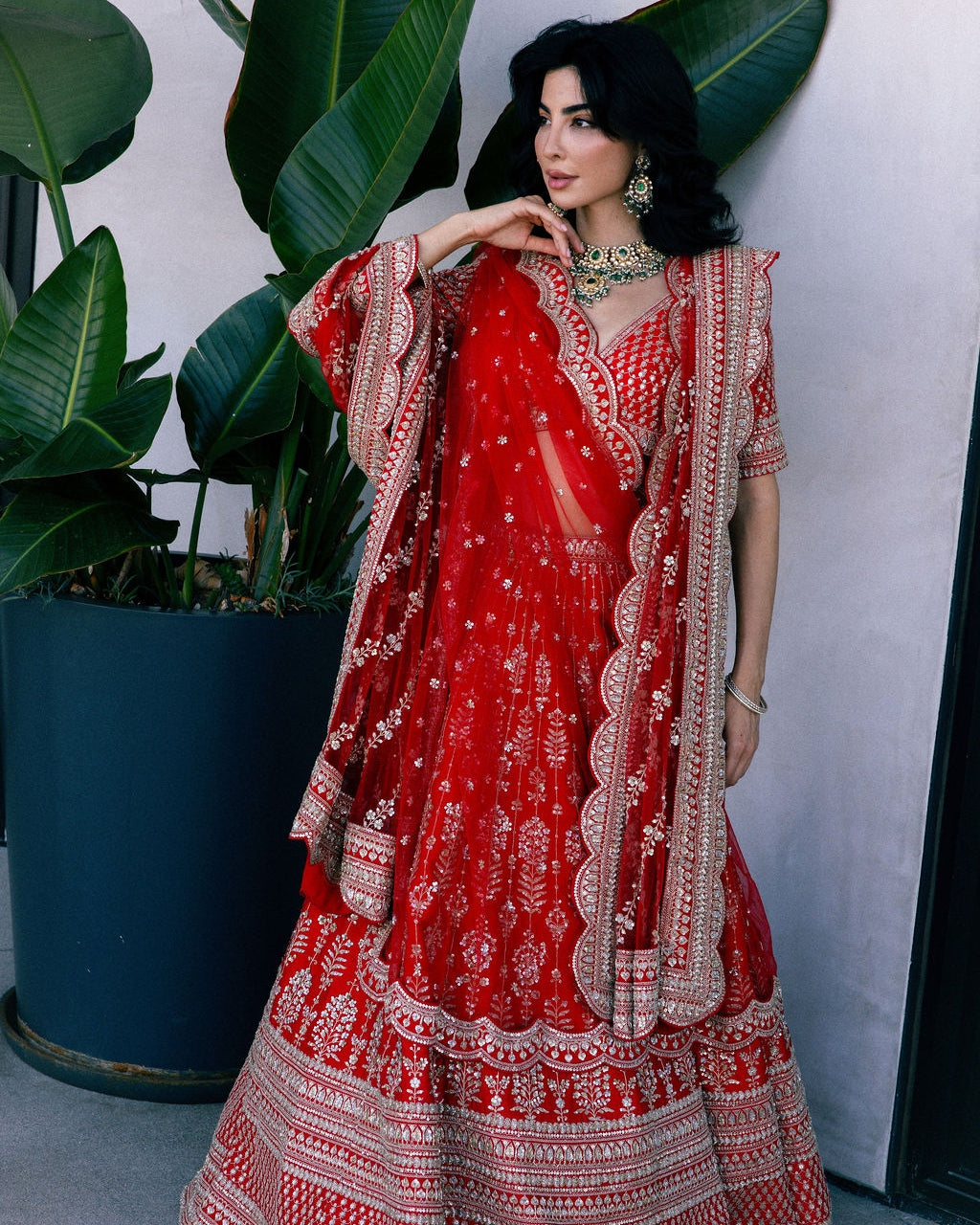 Red Loop Lehenga Set