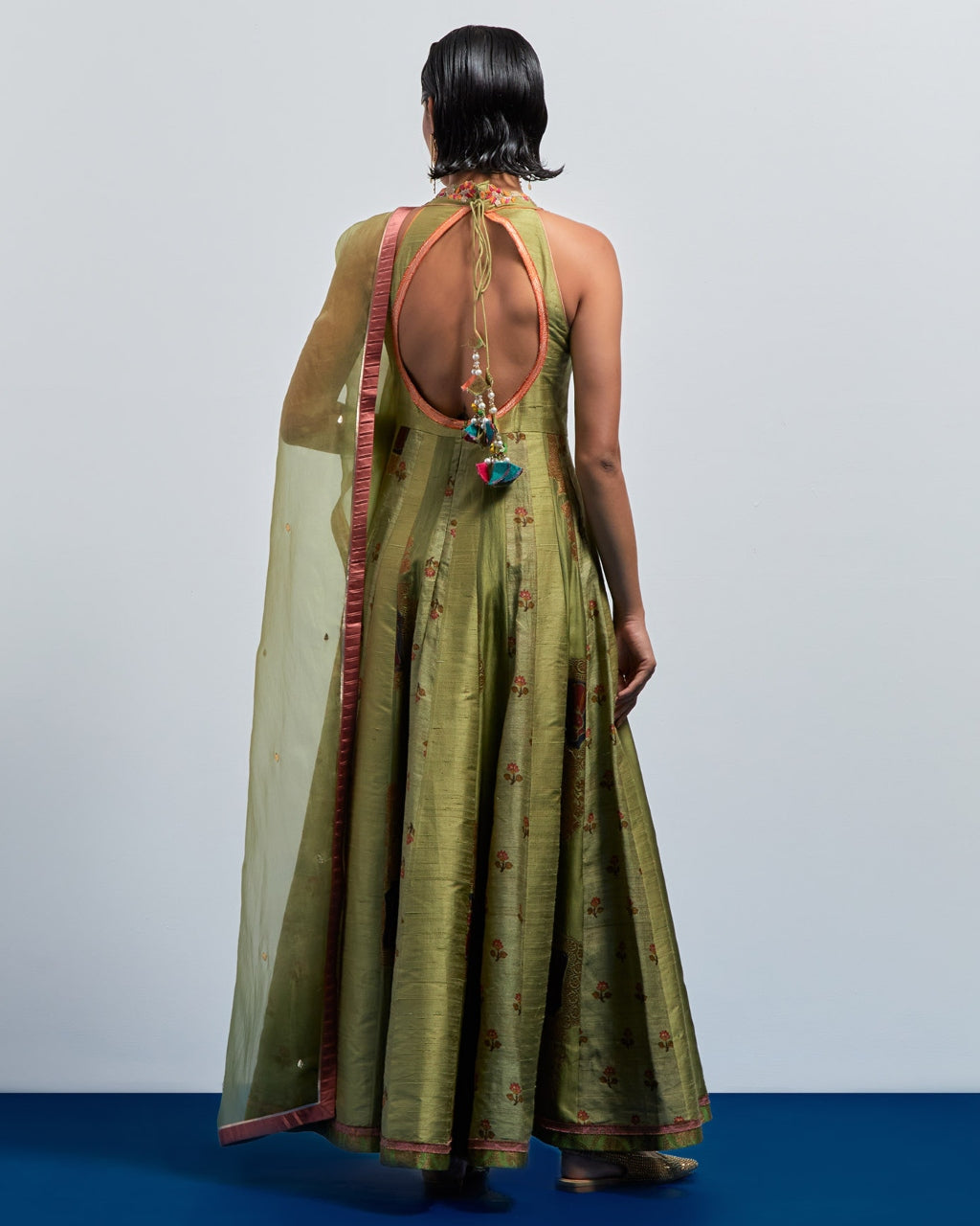 Lime Green Embroidered Anarkali Set