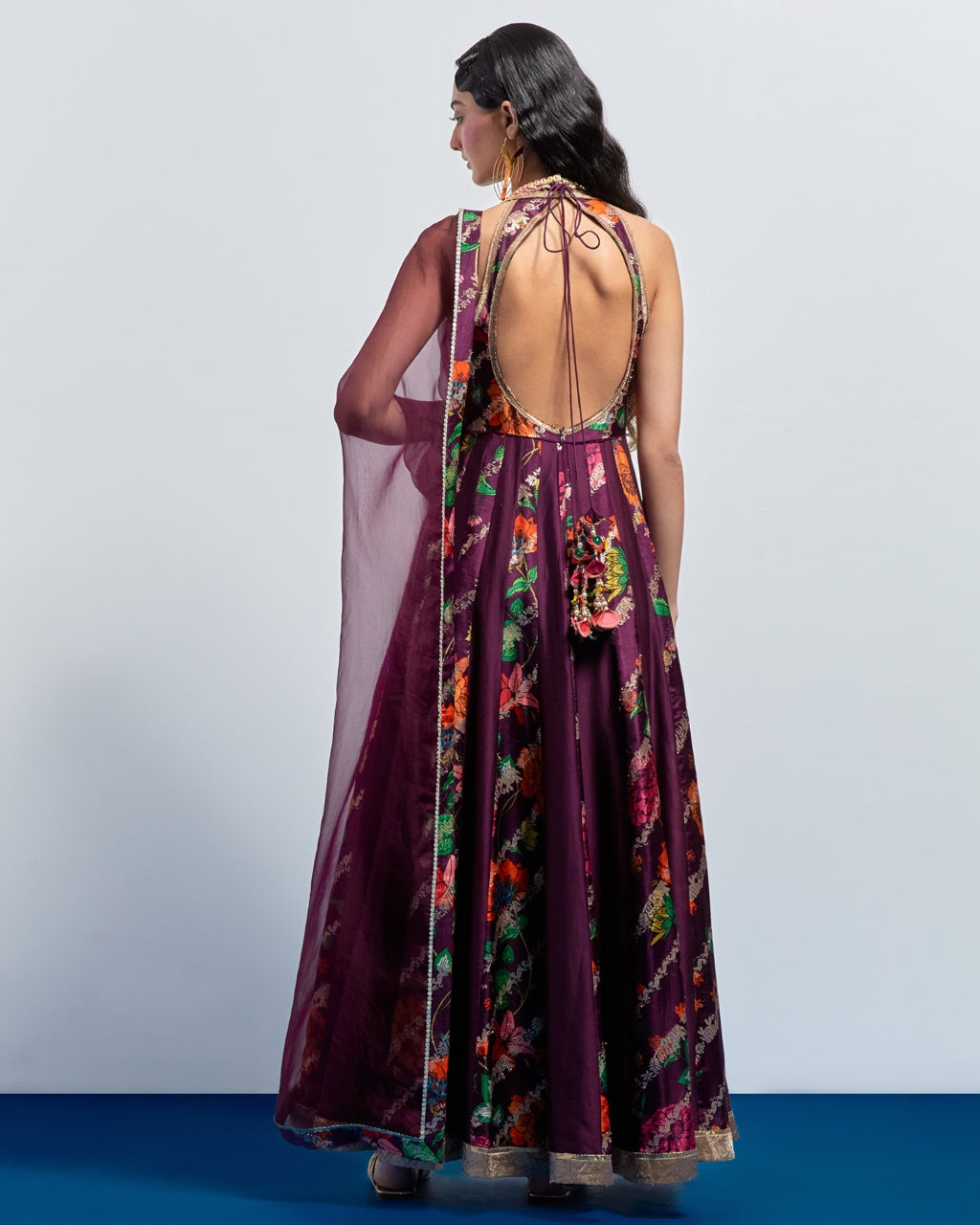 Wine Multicolour Anarkali Set