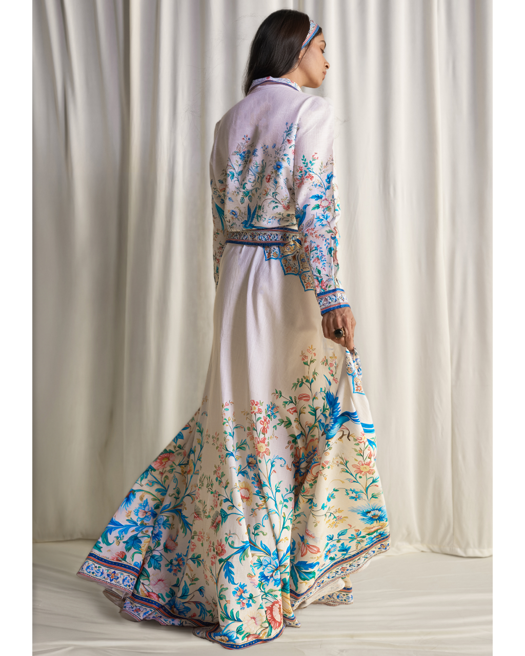 Linen Botanical Print Shirt & Maxi Skirt Set
