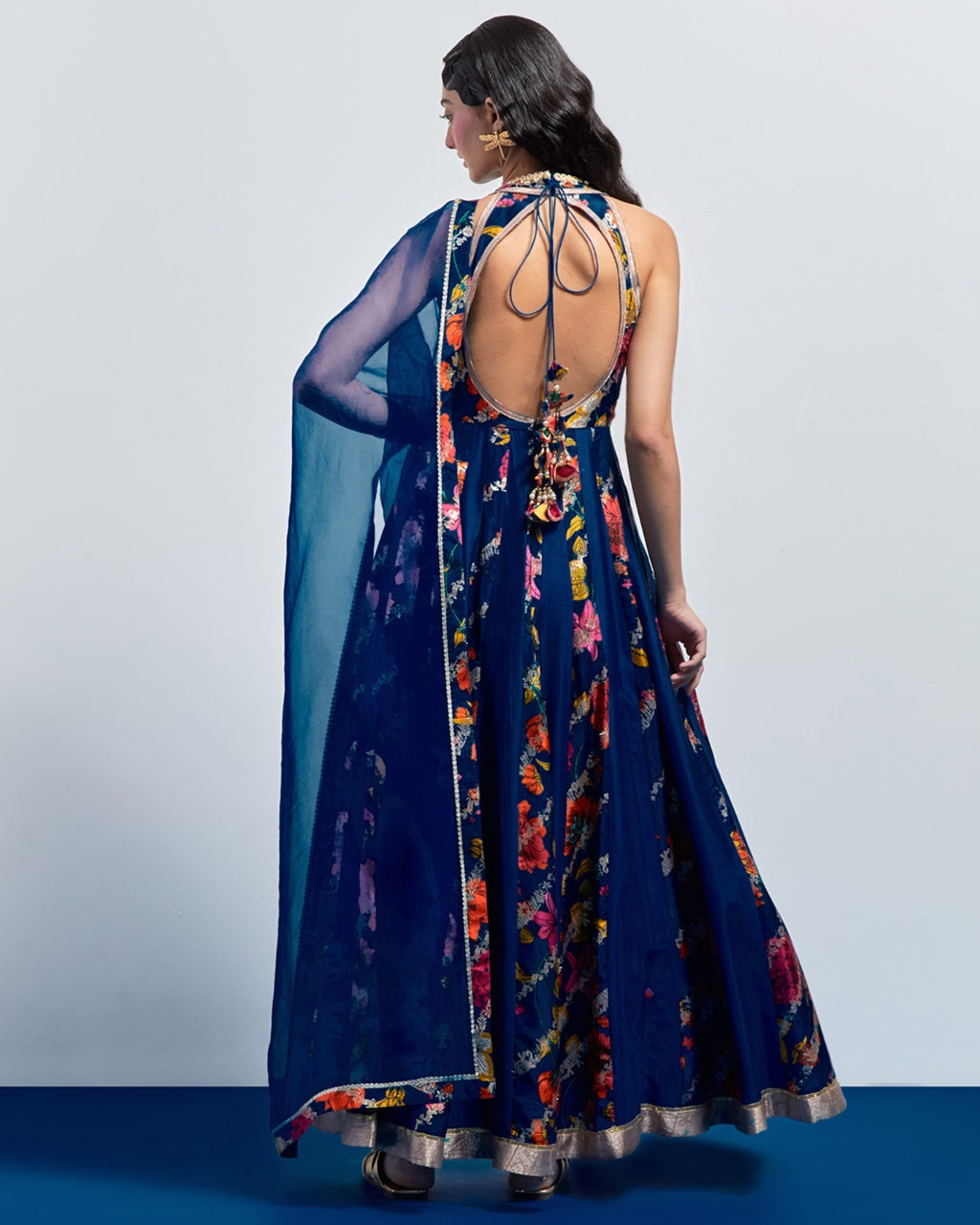 Royal Blue Multicolour Anarkali Set