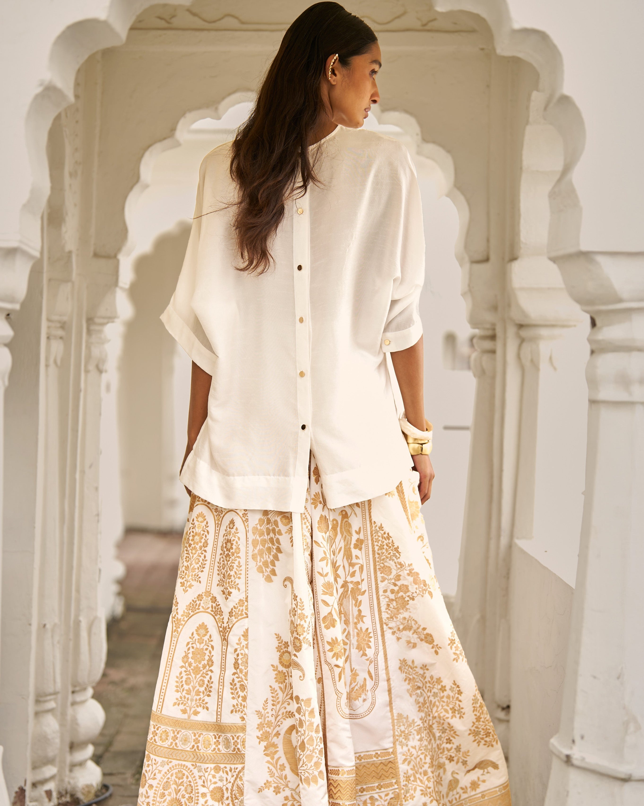 Silk Brocade Maxi Skirt Set