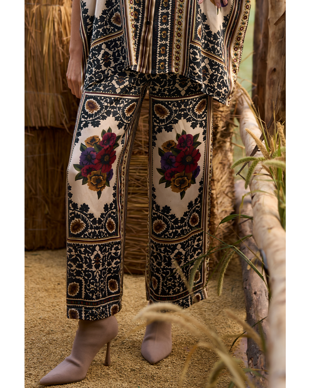 Baroque Printed Boxy Shirt & Straight-Cut Pant Set