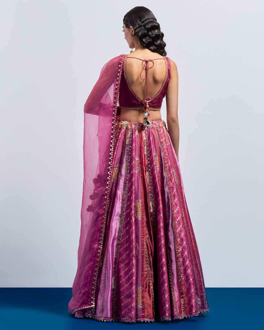 Fuchsia Pink Embroidered Lehenga Dupatta Set