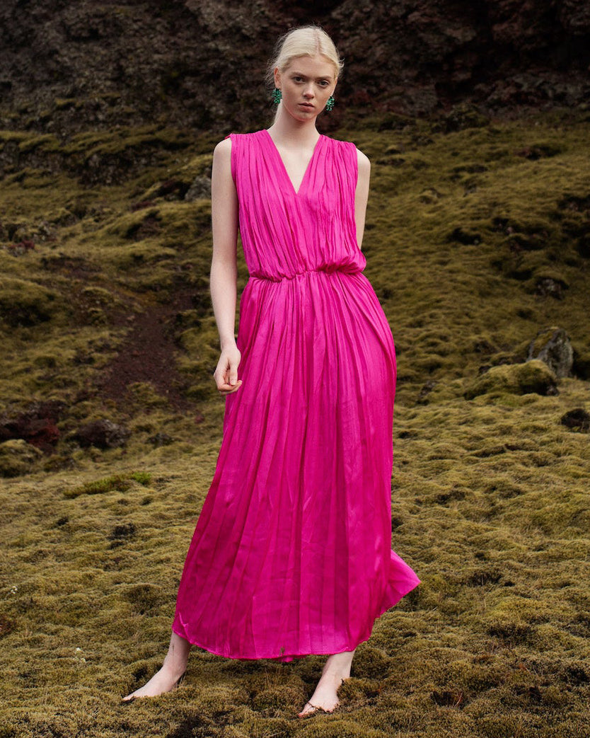 Gathered Fuchsia Maxi