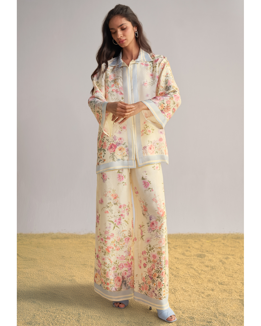 Pastel Floral Printed Pant Set
