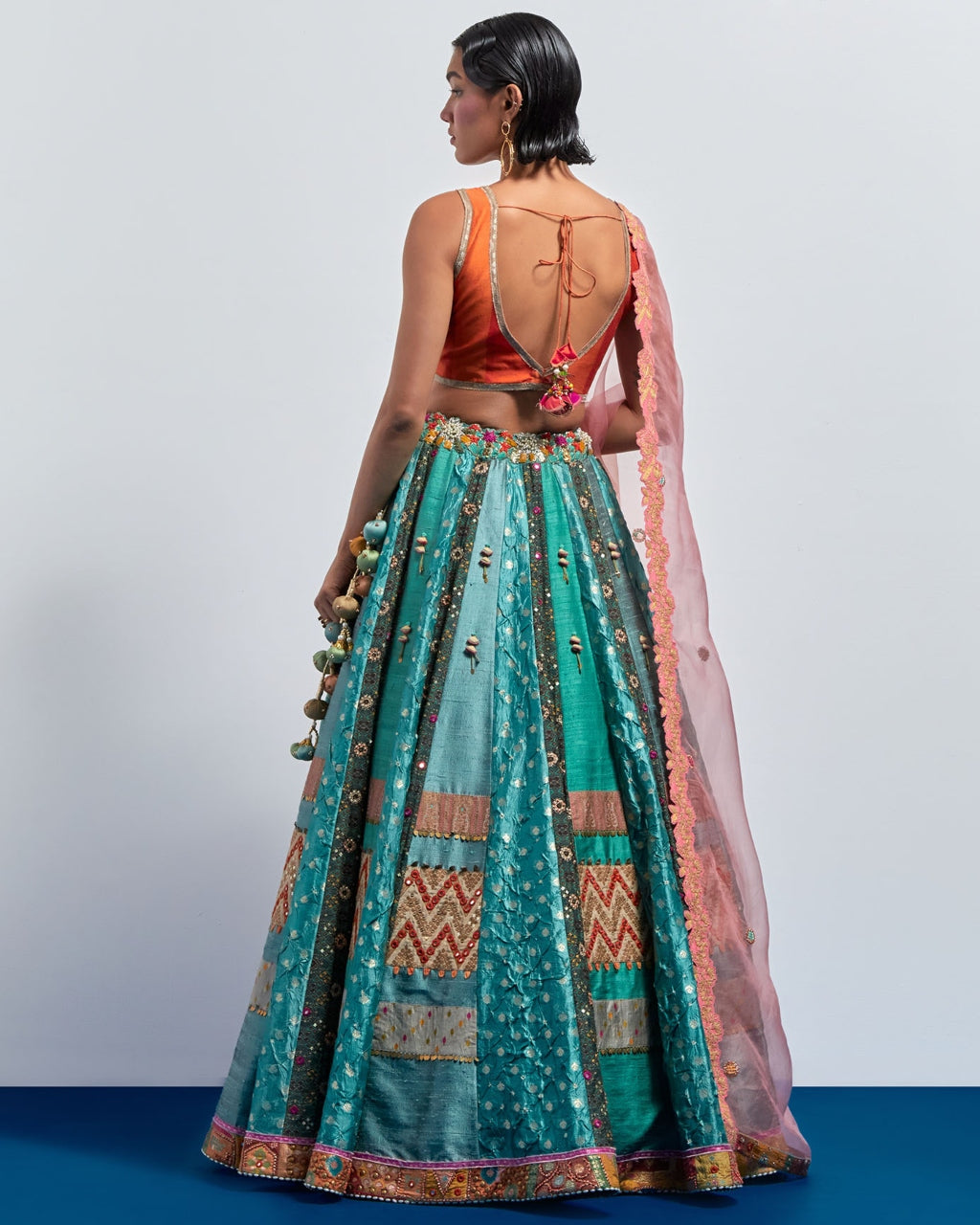 Teal Green Embroidered Lehenga Set