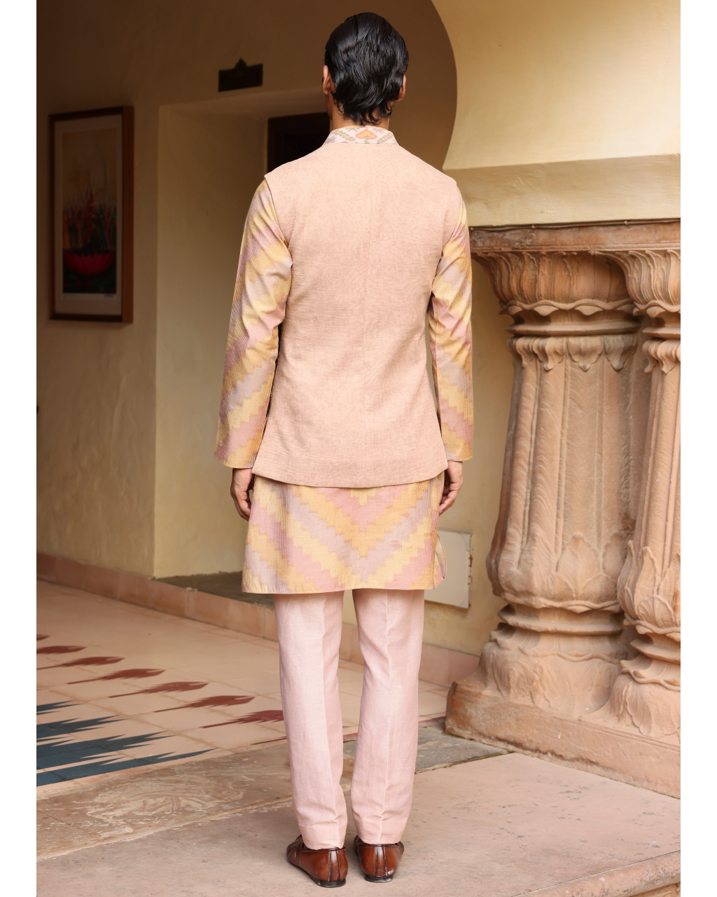 Pastel Embroidered Kurta Set With Jacket