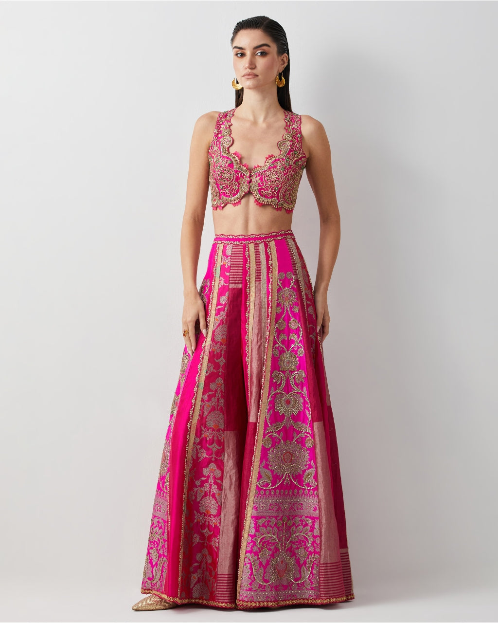 Diva Pink Hand Embroidered Cape Set